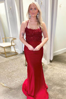 Load image into Gallery viewer, Glitter Royal Blue Beaded Long Mermaid Prom Dress with Appliques