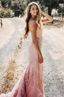 Load image into Gallery viewer, Pink Mermaid Long Prom Dress with Appliques