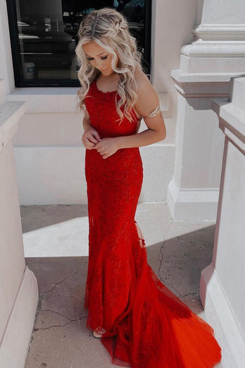 Mint Spaghetti Straps Appliques Mermaid Long Prom Dress