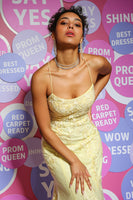 Load image into Gallery viewer, Yellow Mermaid Open Back Prom Dress With Appliques