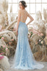 Load image into Gallery viewer, Mermaid Blue Long Prom Dress Backless Evening Dress