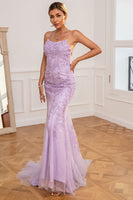 Load image into Gallery viewer, Coral Backless Long Prom Dress with Appliques