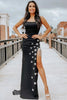 Load image into Gallery viewer, Black Sheath Prom Dress with Stars and Fringes
