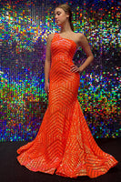 Load image into Gallery viewer, White One Shoulder Sequined Mermaid Prom Dress