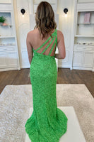 Load image into Gallery viewer, Fuchsia Sequin Long Prom Dress with Slit