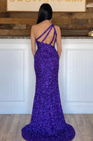 Load image into Gallery viewer, Royal Blue Glitter Party Dress with Slit