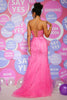 Load image into Gallery viewer, Mermaid Sweethaert Hot Pink Corset Prom Dress with Split Front