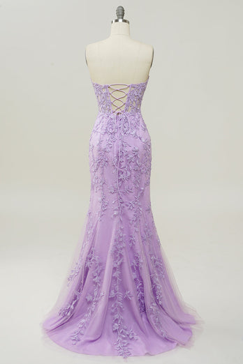 Black Strapless Prom Dress with Appliques