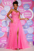 Load image into Gallery viewer, A Line Spaghetti Straps Navy Long Prom Dress with Appliques