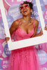 Load image into Gallery viewer, A Line Spaghetti Straps Navy Long Prom Dress with Appliques