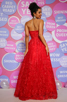 Load image into Gallery viewer, A Line Strapless Sequins Long Prom Dress