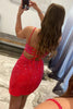 Load image into Gallery viewer, Red Sequins Lace-Up Tight Short Homecoming Dress