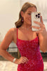 Load image into Gallery viewer, Red Sequins Lace-Up Tight Short Homecoming Dress