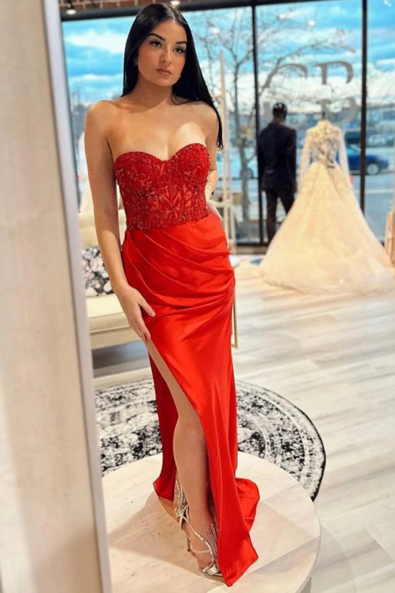Load image into Gallery viewer, Sparkly Fuchsia Corset Long Prom Dress with Slit