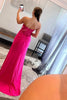 Load image into Gallery viewer, Sparkly Fuchsia Corset Long Prom Dress with Slit