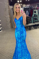 Load image into Gallery viewer, Sparkly Mermaid Orange Sequins Long Prom Dress