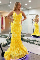 Load image into Gallery viewer, Sparkly Mermaid Orange Sequins Long Prom Dress