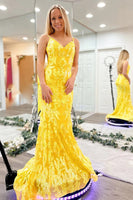 Load image into Gallery viewer, Sparkly Mermaid Orange Sequins Long Prom Dress