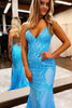 Load image into Gallery viewer, Sparkly Mermaid Backless Hot Pink Sequins Long Prom Dress