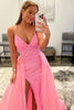 Load image into Gallery viewer, Sparkly Pink Detachable Train Sequins Prom Dress with Slit