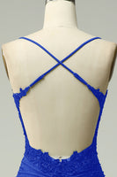 Load image into Gallery viewer, Glitter Royal Blue Beaded Long Mermaid Prom Dress with Appliques