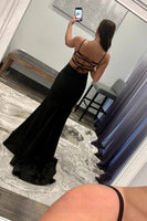 Load image into Gallery viewer, Sparkly Black Mermaid Long Prom Dress with Sequins