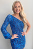 Load image into Gallery viewer, White Beaded Sequins One Shoulder Tight Homecoming Dress