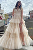 Load image into Gallery viewer, Fuchsia Tulle Spaghetti Straps Long Prom Dress