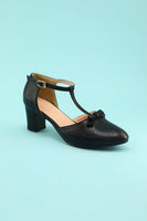Load image into Gallery viewer, Leather Black Chunky Heels