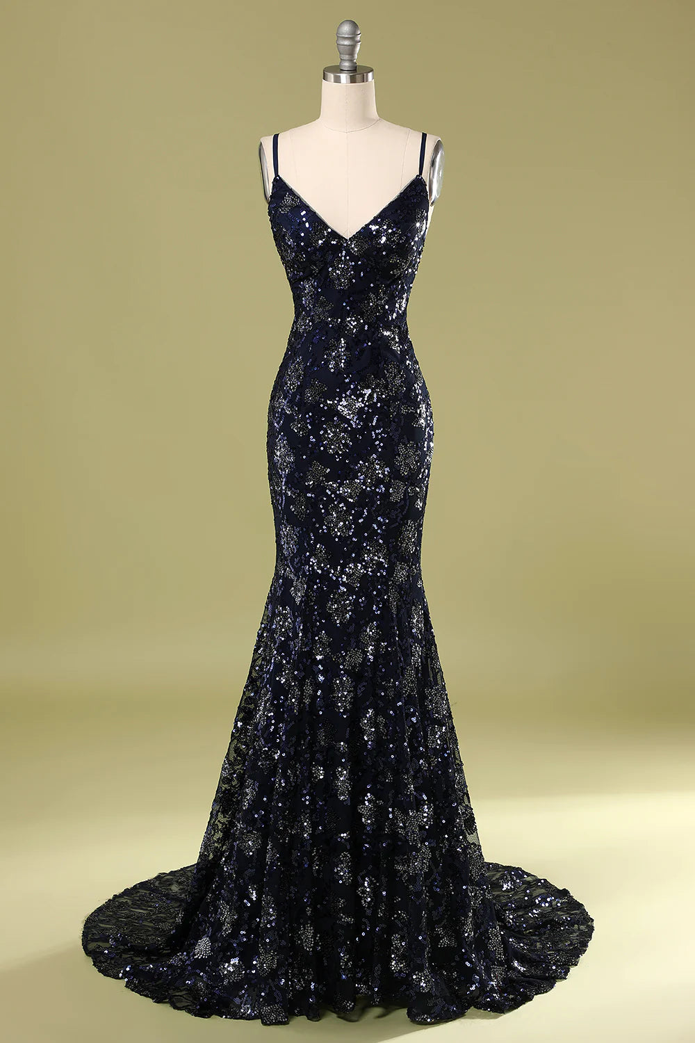 Navy Mermaid Long Prom Dress With Beading Sequins