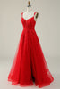 Load image into Gallery viewer, A Line Spaghetti Straps Dark Green Long Prom Dress with Appliques