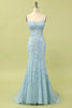 Load image into Gallery viewer, Mermaid Blue Long Prom Dress Backless Evening Dress