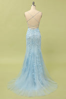 Load image into Gallery viewer, Light Purple Mermaid Long Prom Dress with Appliques