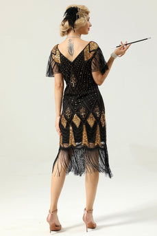 Golden Fringe 1920s Dress