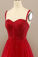 Load image into Gallery viewer, Beautiful Red A Line Tulle Sweetheart Prom Dress with Beading