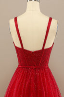 Load image into Gallery viewer, Beautiful Red A Line Tulle Sweetheart Prom Dress with Beading