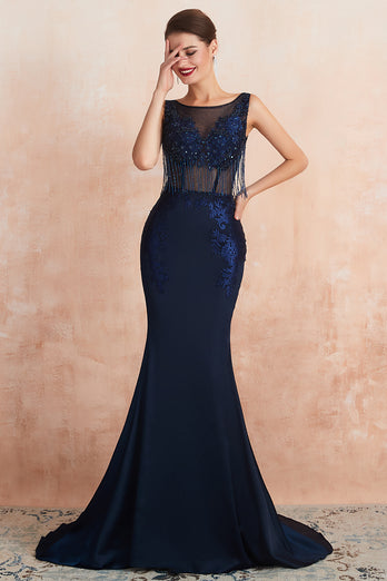 Mermaid Sequins Beaded Formal Dress with Appliques