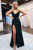 Load image into Gallery viewer, Red Sequins Glitter Prom Dress with Slit