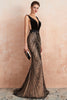 Load image into Gallery viewer, Mermaid Sequins V-Neck Black Prom Dress