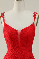 Load image into Gallery viewer, A Line Spaghetti Straps Dark Green Long Prom Dress with Appliques