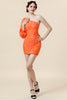 Load image into Gallery viewer, Bodycon One Shoulder Orange Sequins Cocktail Dress
