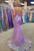 Load image into Gallery viewer, Sparkly Pink Sequin Long Mermaid Corset Prom Dress
