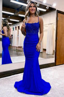 Load image into Gallery viewer, Sparkly Mermaid Dark Green Beaded Long Prom Dress with Appliques