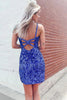 Load image into Gallery viewer, Royal Blue V Neck Bodycon Sequins Homecoming Dress