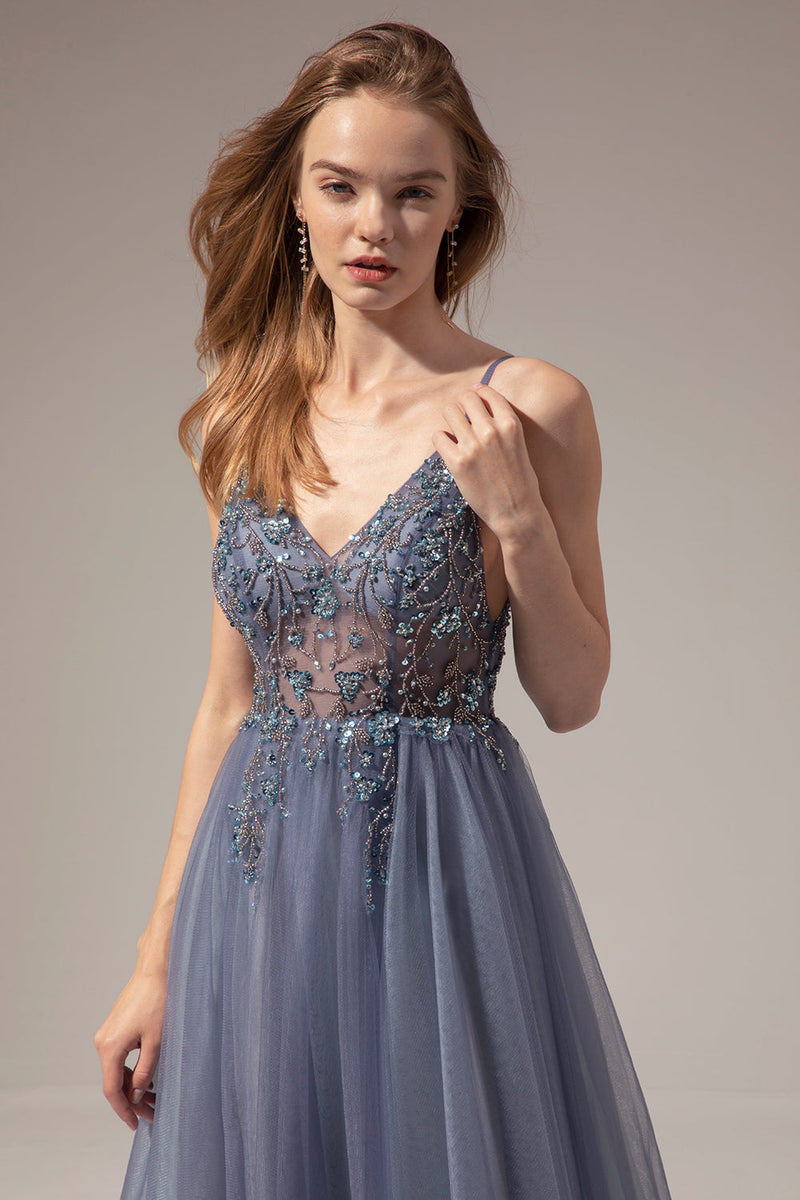 Load image into Gallery viewer, Spaghetti Straps Long Prom Dress With Slit