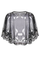Load image into Gallery viewer, Black Sequin 1920s Batwing Shawl