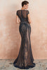 Load image into Gallery viewer, Sparkly Mermaid Beaded Keyhole Black Long Evening Dress