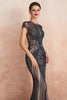 Load image into Gallery viewer, Sparkly Mermaid Beaded Keyhole Black Long Evening Dress