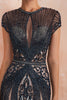 Load image into Gallery viewer, Sparkly Mermaid Beaded Keyhole Black Long Evening Dress
