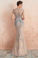 Load image into Gallery viewer, Sparkly Black Mermaid Beaded Black Long Evening Dress with Keyhole